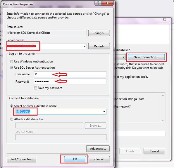  servername databasen